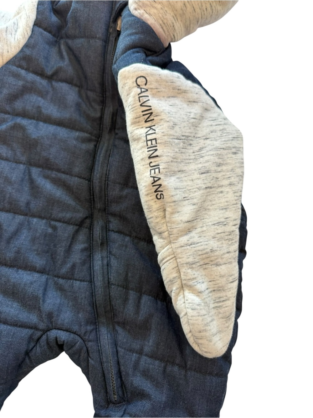 Calvin Klein Jeans Baby Snowsuit 6-9 Months Hooded Pram Bunting Suit Blue Gray - Picture 3 of 8